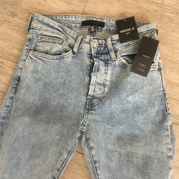 NWT Men's Forever 21 Button Fly High Rise Skinny Denim Jeans - Picture 4 of 7